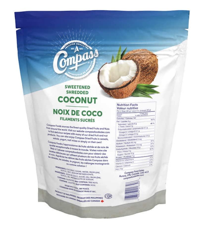 Compass Compass Sweetened Shredded Coconut Bulk Bag, 2kg/70.5oz (Shipped from Canada)