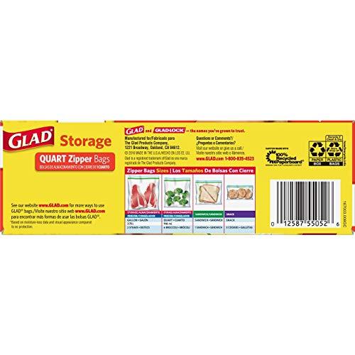 Glad Glad Zipper Food Storage Plastic Bags - Quart - 25 Count