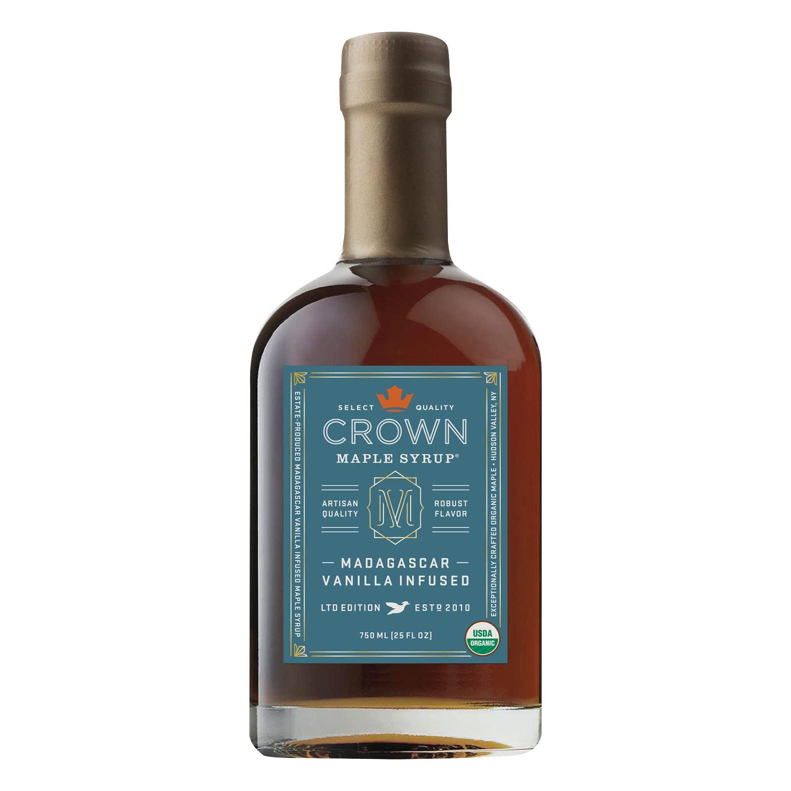 Crown Maple Crown Maple Madagascar Vanilla Infused Organic Maple Syrup, 25 Fl Oz, Real Vanilla Bean, Pancakes, Baking, Cocktails & Brunch