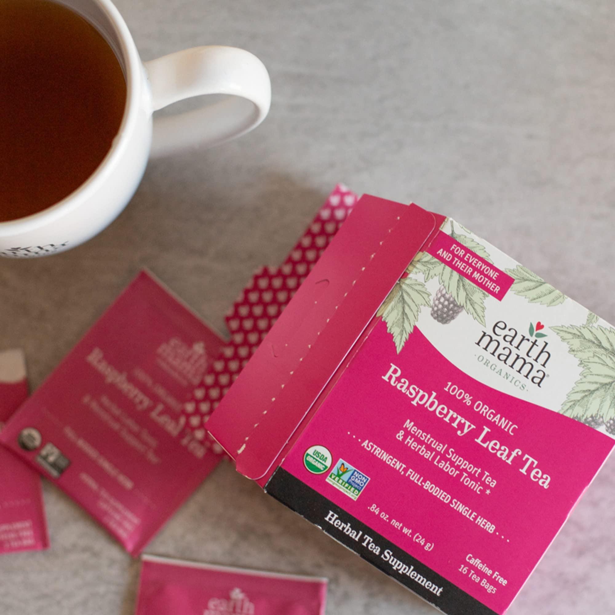 Earth Mama Earth Mama Organic Raspberry Leaf Tea Bags | Labor Tonic & Menstrual Support Herbal Tea, Red Raspberry Leaf Tea for Pregnancy & Postpartum Care Recovery, Caffeine Free Tea, Non GMO, (16 Teabags)