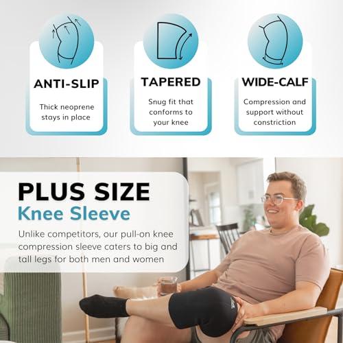 BraceAbility BraceAbility Plus Size Neoprene Knee Sleeve - 5X Bariatric Compression Support Brace for Women's or Men's Arthritis Joint Pain Relief and Treatment, Fitting Big Legs and Obese Thighs (5XL)