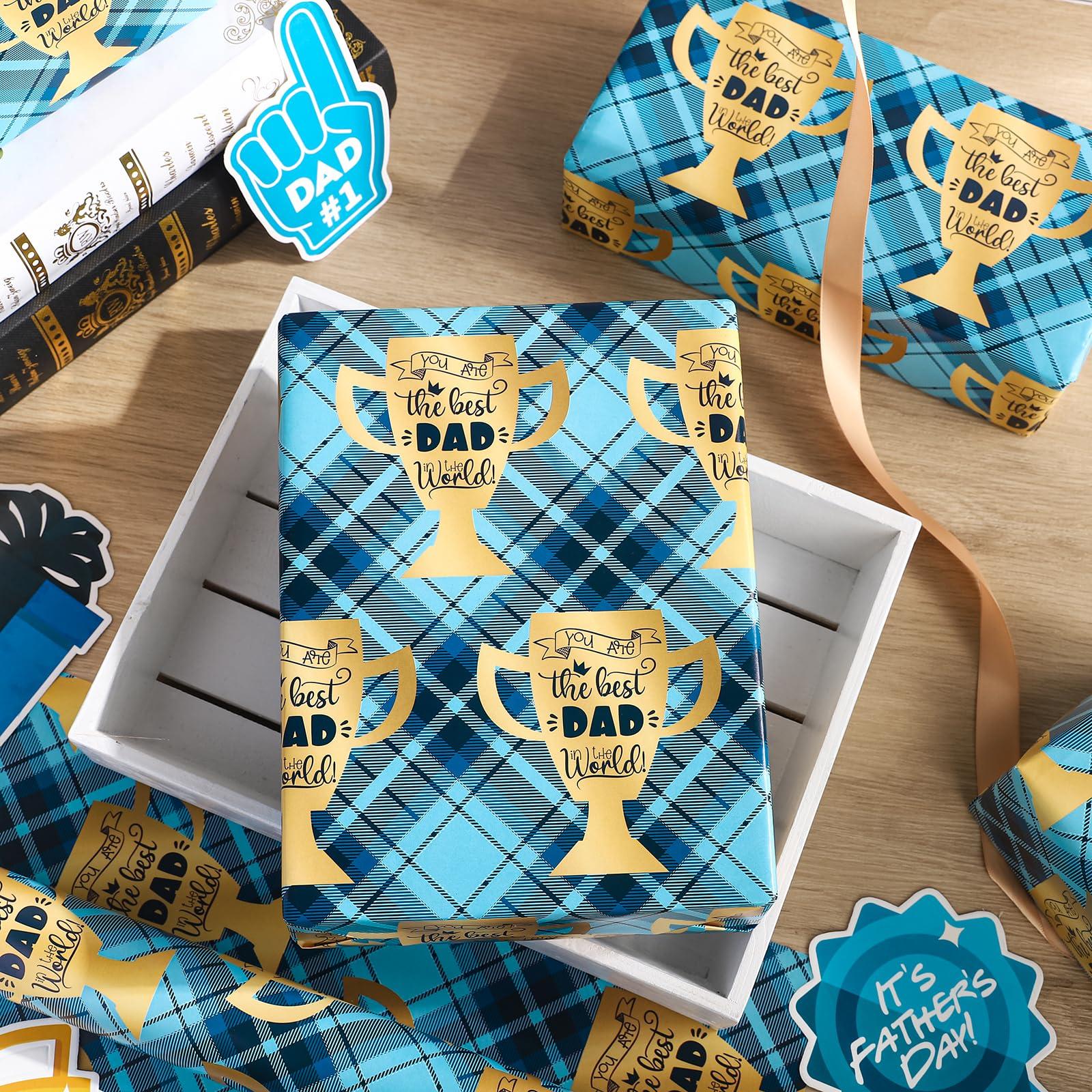 WRAPAHOLIC WRAPAHOLIC Father\'s Day Wrapping Paper - Mini Roll - 17 Inch X 33 Feet - You Are the Best Dad in the World Design for Party, Holiday