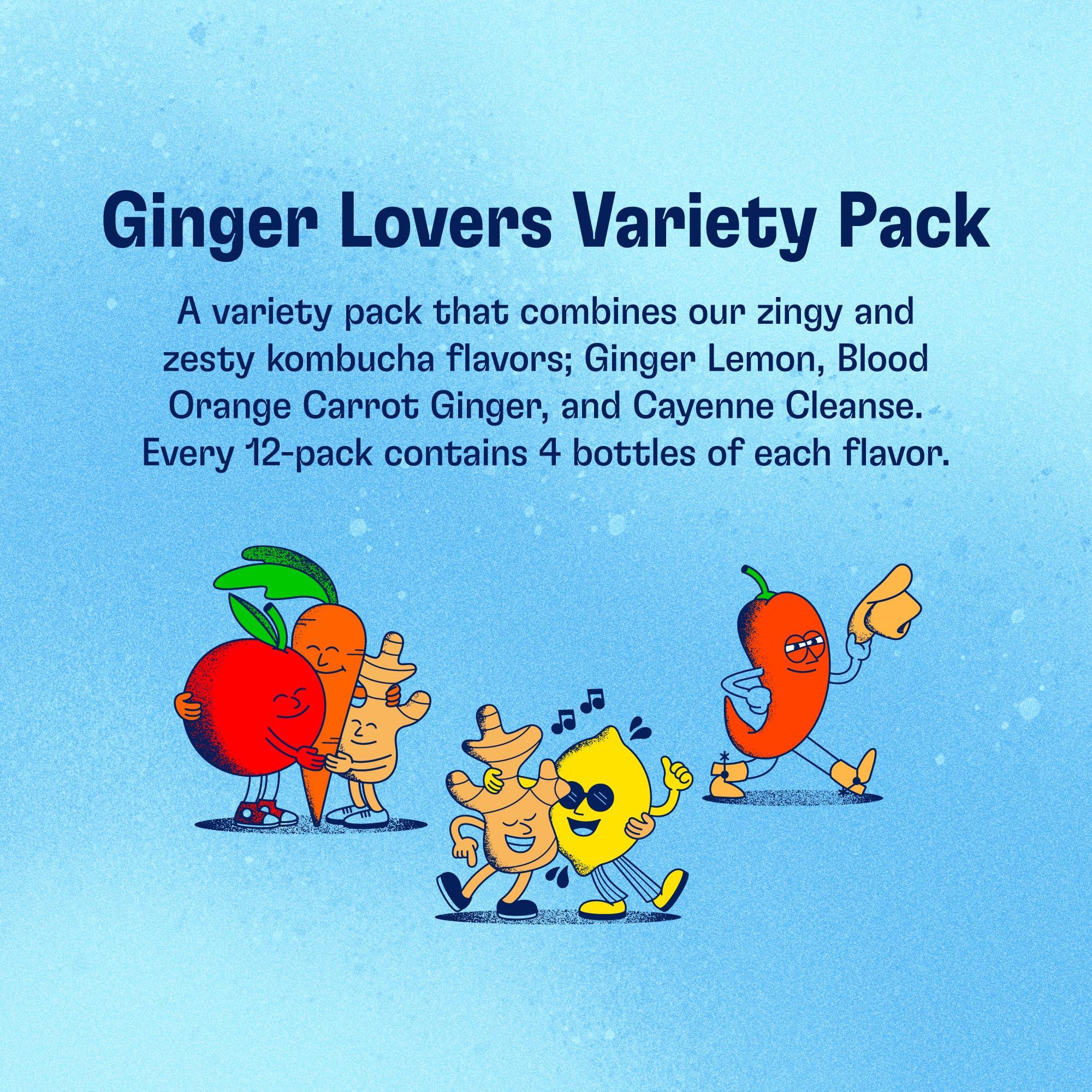 Health-Ade Health-Ade Kombucha Tea Organic Drink, Fermented Tea with Living Probiotics, Detoxifying Acids, Supports Gut Health, Non-GMO, Vegan, Gluten Free, 12 Pack (16 Fl Oz Bottles), Ginger Lovers Variety Pack