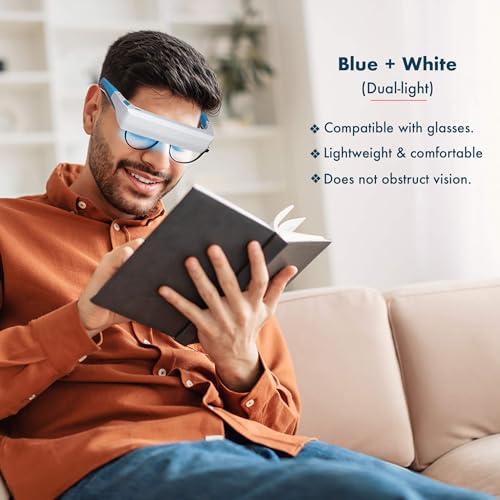 XANXAN Light Therapy Glasses with Travel Case, Blue Light Therapy and Daylight LED Sunlight, Wearable UV-Free Happy Lamp, Natural Relief for Good Sleep, Happy Mood, Boost Energy and Jet Lag