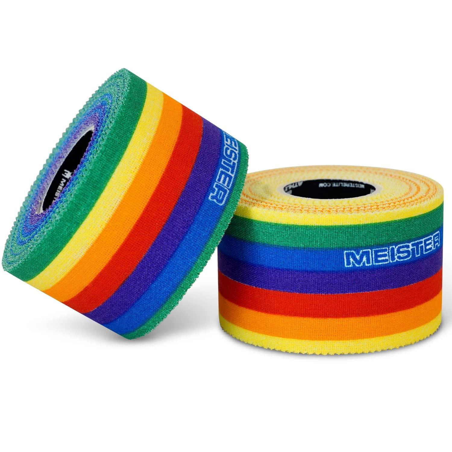 Meister Meister Elite Athletic Tape - Breathable High-Adhesive Trainer\'s Tape - 2 Roll Pack - Pride Flag