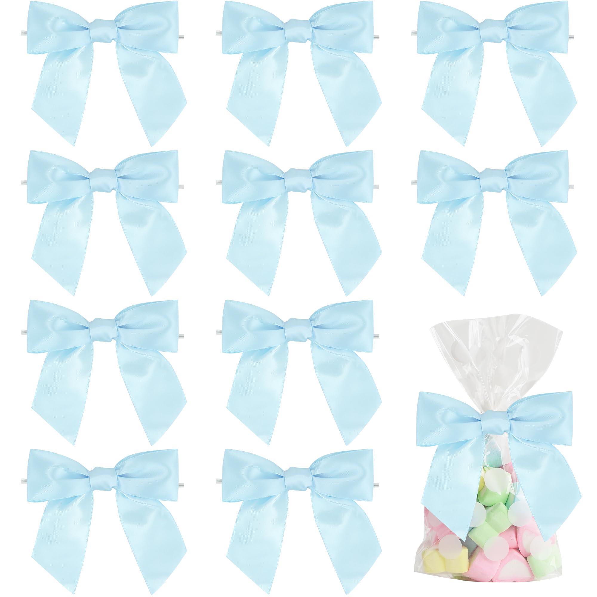 AIMUDI AIMUDI Blue Bows for Baby Shower 4.5\" Pre-Tied Baby Blue Bows with Twist Ties Light Blue Ribbon Bows for Crafts Premade Bows for Gift Wrap Christmas Tree Wedding Decor Gender Reveal Party - 36 PCs