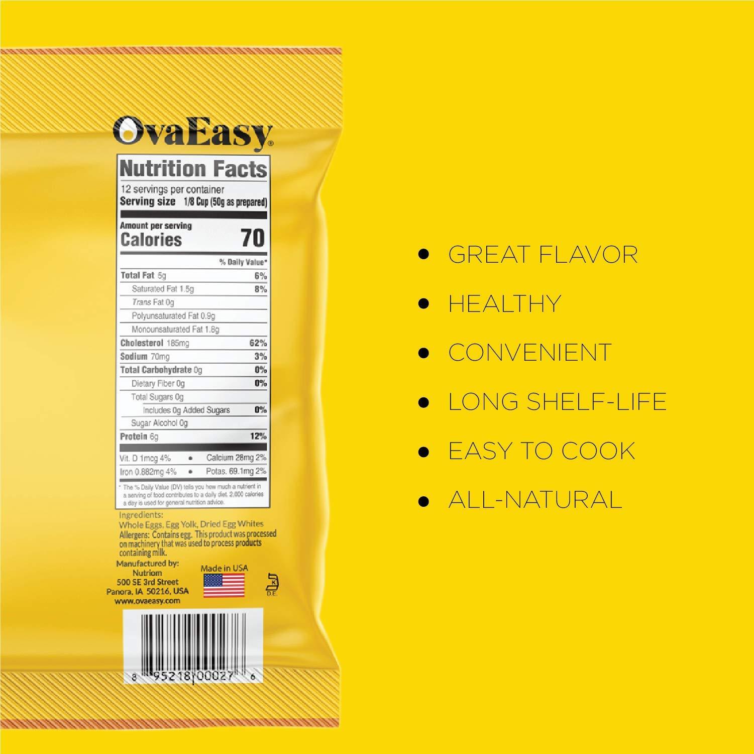 Ova Easy OvaEasy Dehydrated Egg Crystals 4.5oz. (128g) Bag Powdered Eggs Made From All-Natural Ingredients Easy-To-Prepare Egg Powder Dehydrated Food Perfect for Camping & Backpacking (6-pack of 4.5 oz. bags)