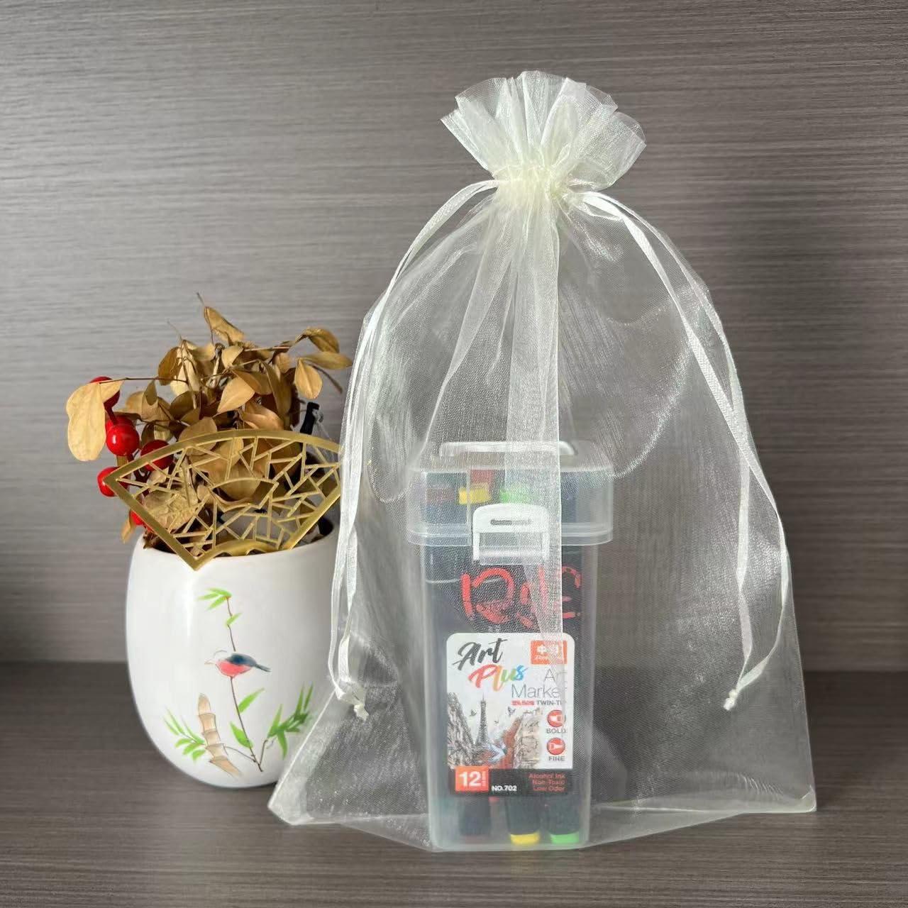 LYSXP LYSXP 30PCS Organza Bags 10x14Inch,Ivory Large Sheer Organza Bags Wedding Favor Bags with Drawstring Party Christmas Candy Bags