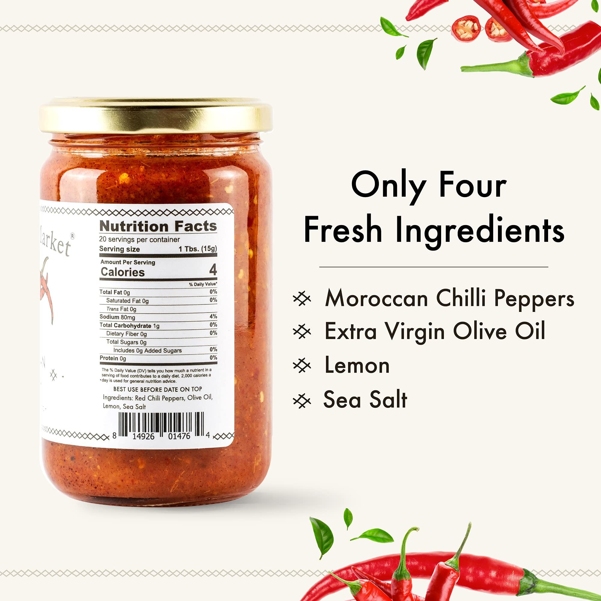 Casablanca Market Casablanca Market Harissa Gourmet Hot Sauce –Harissa Sauce – Moroccan North African Spice Best Hot Sauce Gift Harissa Seasoning – Harissa Spice Red Hot Sauce – Harissa Paste Hot Sauces (10.5oz)