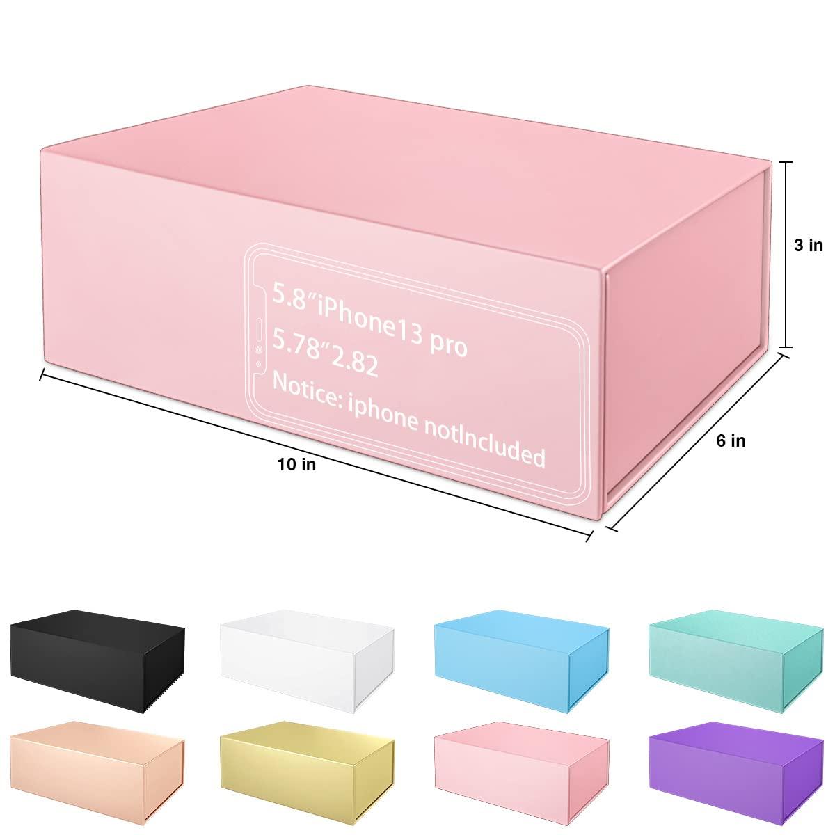 ROSTELACK Pink Gift Box 10\" x 6\" x 3\" with Magnetic Closure Lid Gift Box for Presents,Bridesmaid Gifts Box,Cute Box,Birthday Gift box,Luxury for Gift Packaging, Magnetic Gift Box for Wrapping Gifts (Pink)