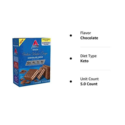 Atkins Atkins Chocolate Crme Protein Wafer Crisps, Protein Dessert, 4g Net Carb, 1g Sugar, High in Fiber, Keto Friendly, 5 Count
