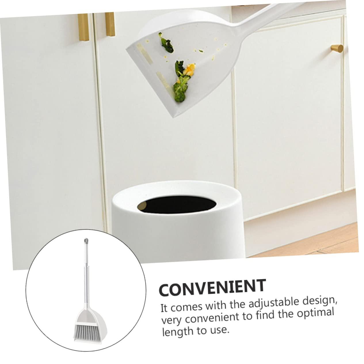 Ipetboom Dustpan Brush Set Mini Broom with Dustpan Little Housekeeping Helper Handle Upright Dustpan Floor Sweeping Tool for Home Office Shop Kitchen
