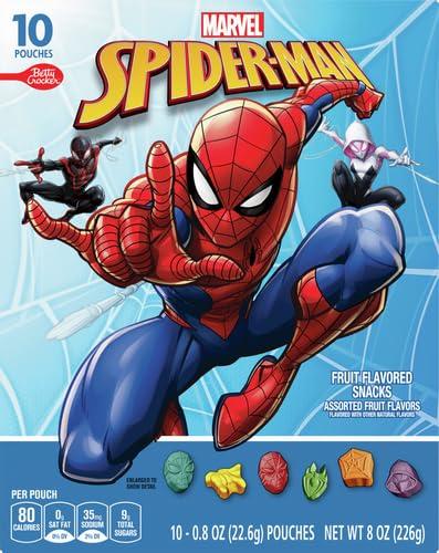 Betty Crocker Spiderman Fruit Flavored Snacks, Treat Pouches, Gluten Free, 10 ct
