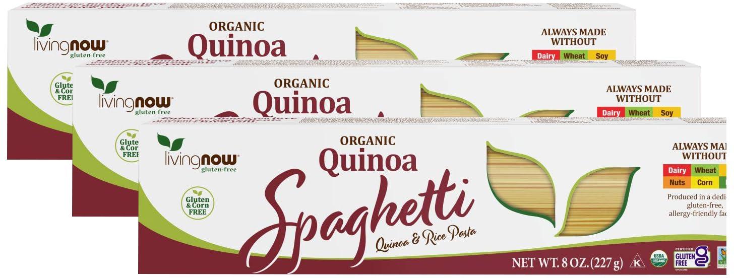 NOW NOW Foods, Organic Quinoa Spaghetti, Gluten-Free, Corn-Free, Non-GMO, Quinoa and Rice Pasta, 8-Ounce (Pack of 3)