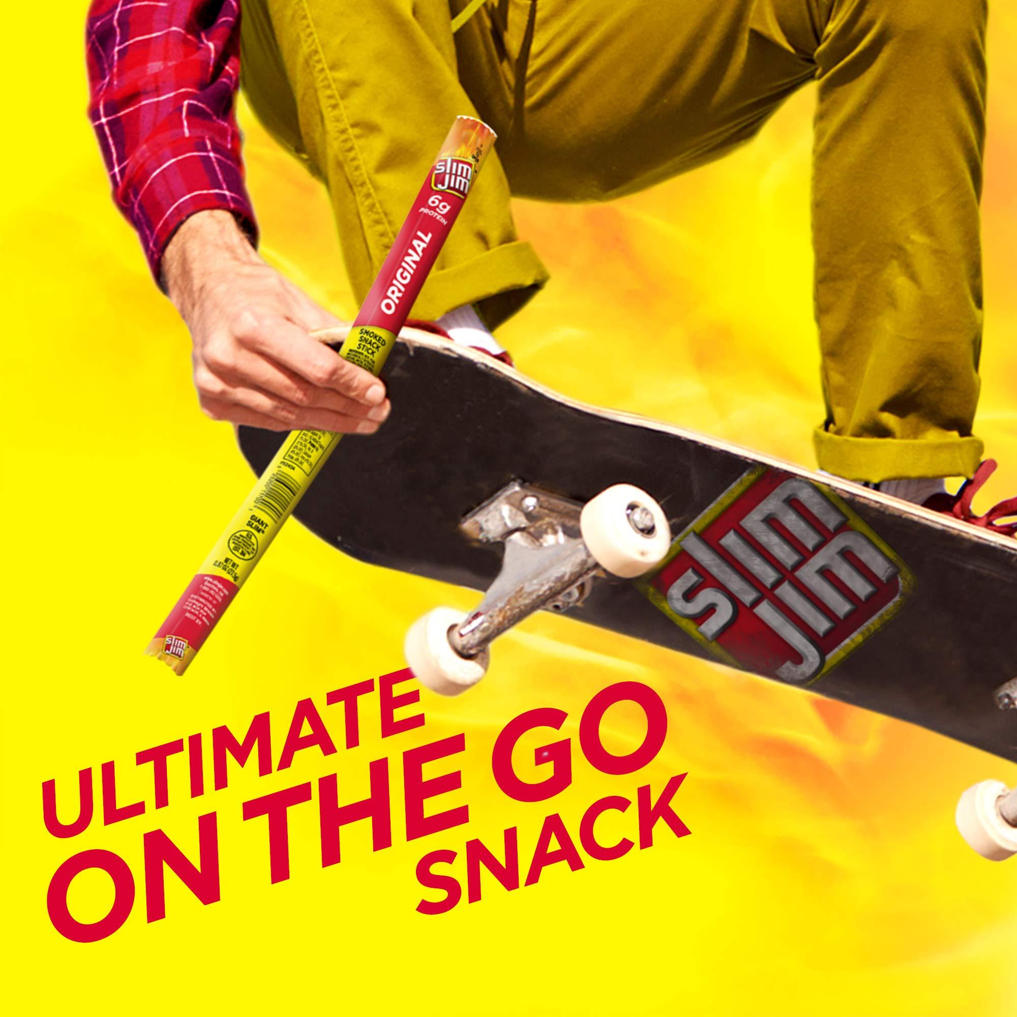 Slim Jim Slim Jim Giant Sized Original Snack Stick, Easy, On-the-Go School, Work and Travel Snacks, 0.97 OZ Meat Snacks