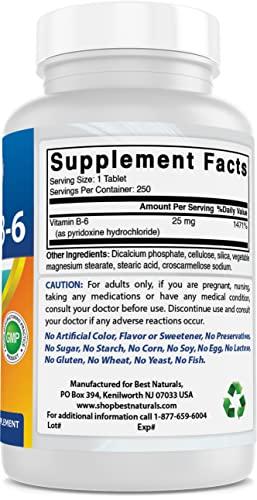 Best Naturals Best Naturals Vitamin B6 25mg 250 Tablets (250 Count (Pack of 3))