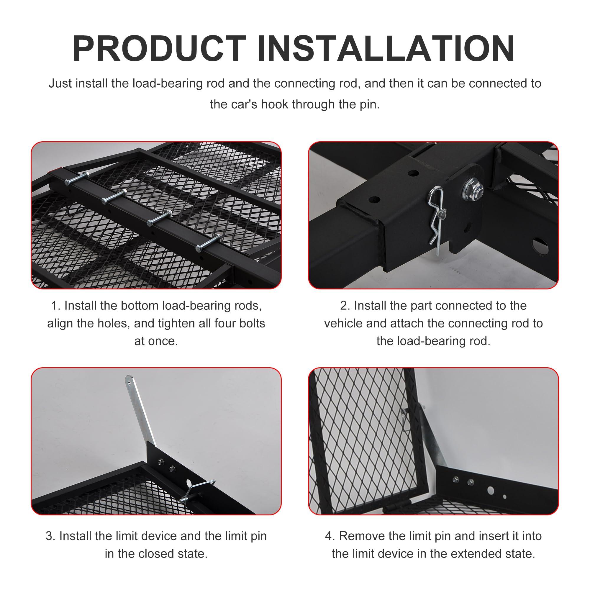 WINMAX TOOLS AUTOMOTIVE Folding Wheelchair Scooter Carrier Rack 250KG Medical Rack Ramp Hitch Mount