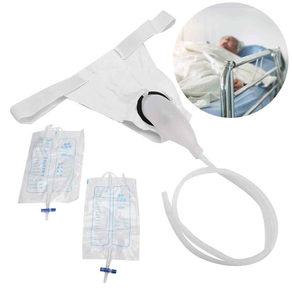 QiaNgshuAikj Portable Urinal, External Catheter for Men Male Catheter Men Urine Bag Mens Urinals Male Urinary Sheath Reusable Male Comfort Fit for Urinary Incontinence with Spill Proof Collection Bag (Male)