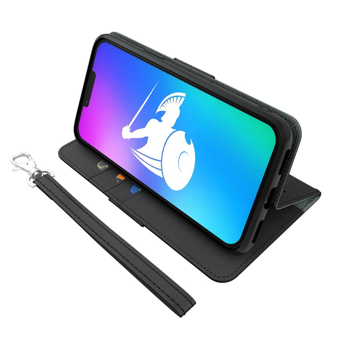 DefenderShield DefenderShield EMF Protection & 5G Anti Radiation iPhone 14 Pro Case - RFID Blocking EMF Shield Detachable Wallet Case with Magnetic Closure (Black)