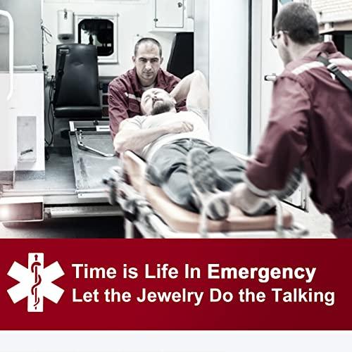 Supcare Supcare Diabetic Necklace for Men Gold Stainless Steel Necklace Engraved Necklace Medical Alert Necklace for Men Customizable Necklace