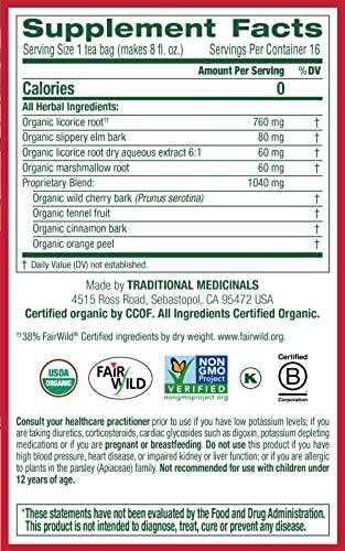 Traditional Medicinals Traditional Medicinals Organic Throat Coat Herbal Tea, Supports Throat Health - 16 Count (Pack of 2) 32 Tea Bags Total