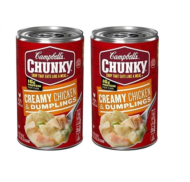 Campbell\'s Campbell\'s Chunky Soup, Creamy Chicken and Dumplings Soup, 18.8 Oz Can (Pack of 2)