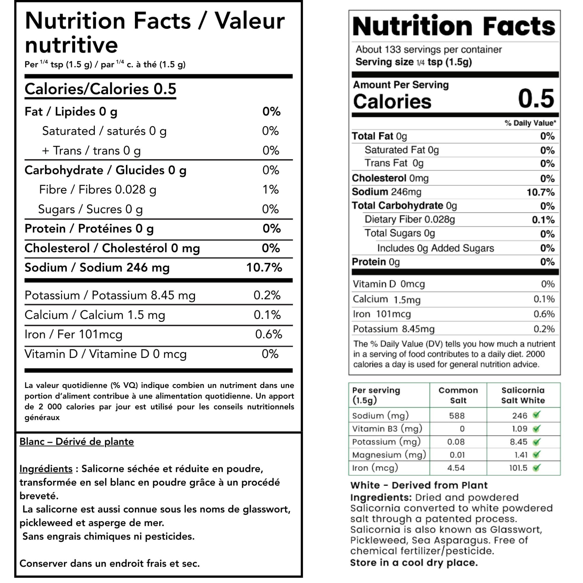 SaltWise SaltWise Low Sodium Salt Substitute, Plant Based Mineral Salt, Salicornia White Salt, Kosher, 100% Natural, No Additives (7.05 Oz / 200g)