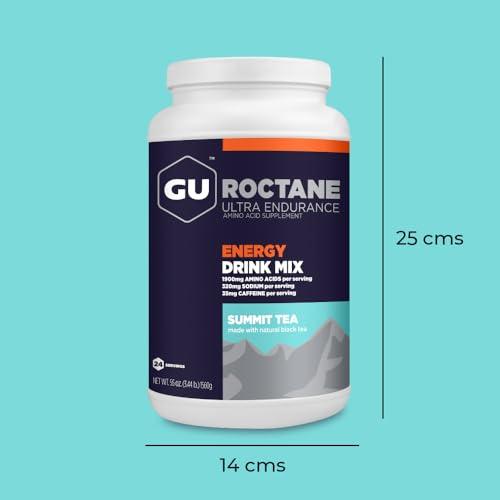 GU Energy GU Energy Roctane Ultra Endurance Energy Drink Mix, Vegan, Gluten-Free, Kosher, 35mg of Caffeine, and Dairy-Free n-the-Go Energy for Any Workout, 3.44-Pound Jar, Summit Tea