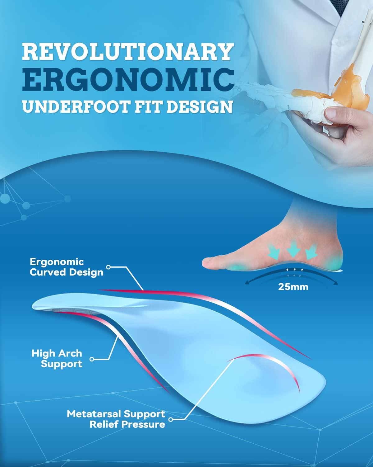 QBK QBK High Arch Support Insoles for Women Men Plantar Fasciitis Insoles Shoe Inserts Orthotic Inserts Sole Arch Support Orthaheel Inserts QB1 QA8 M