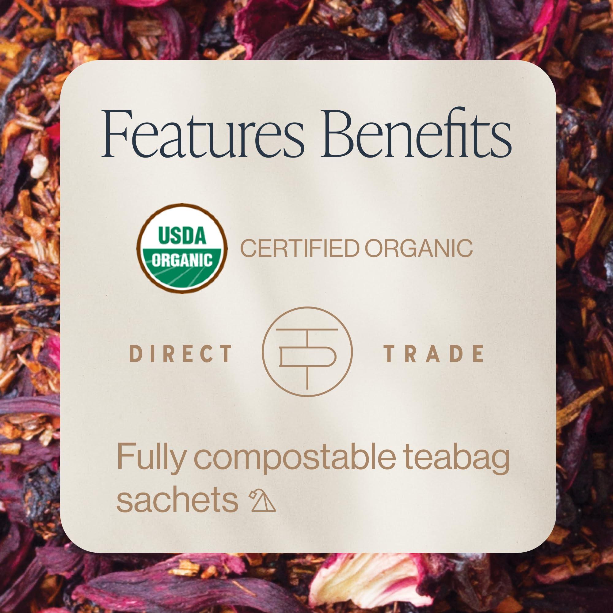 Rishi Tea Rishi Tea Blueberry Hibiscus Herbal Tea - USDA Organic, Direct Trade Sachet Tea Bags, Antioxidants, Caffeine Free, Sweet, Tangy - 15 Count (Pack of 1)
