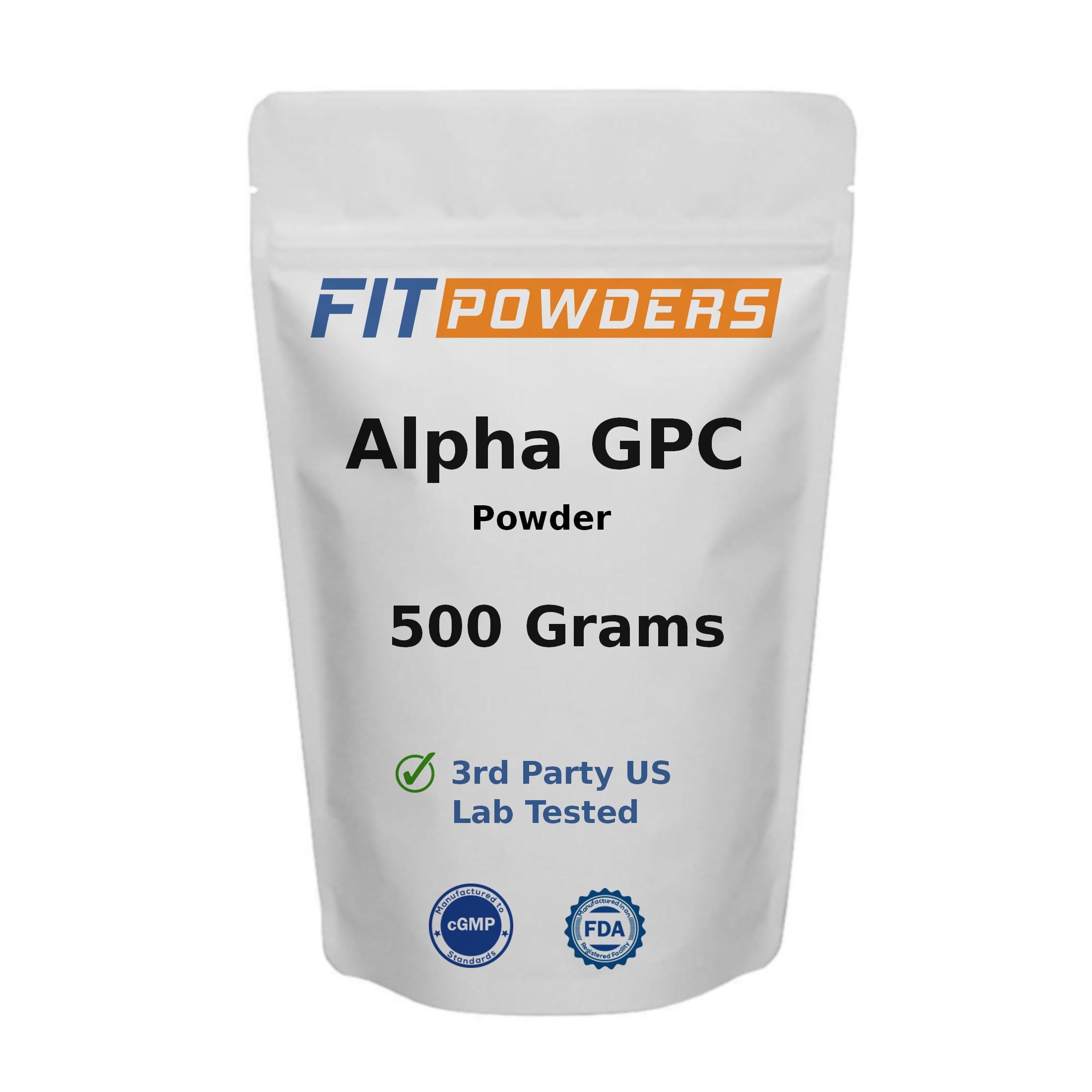 FitPowders FitPowders Alpha-GPC Powder 500 Grams, Non-GMO Alpha GPC Supplement Choline Powder, Vegan, Third Party Tested, Pre-Workout, Memory and Focus, with Scoop