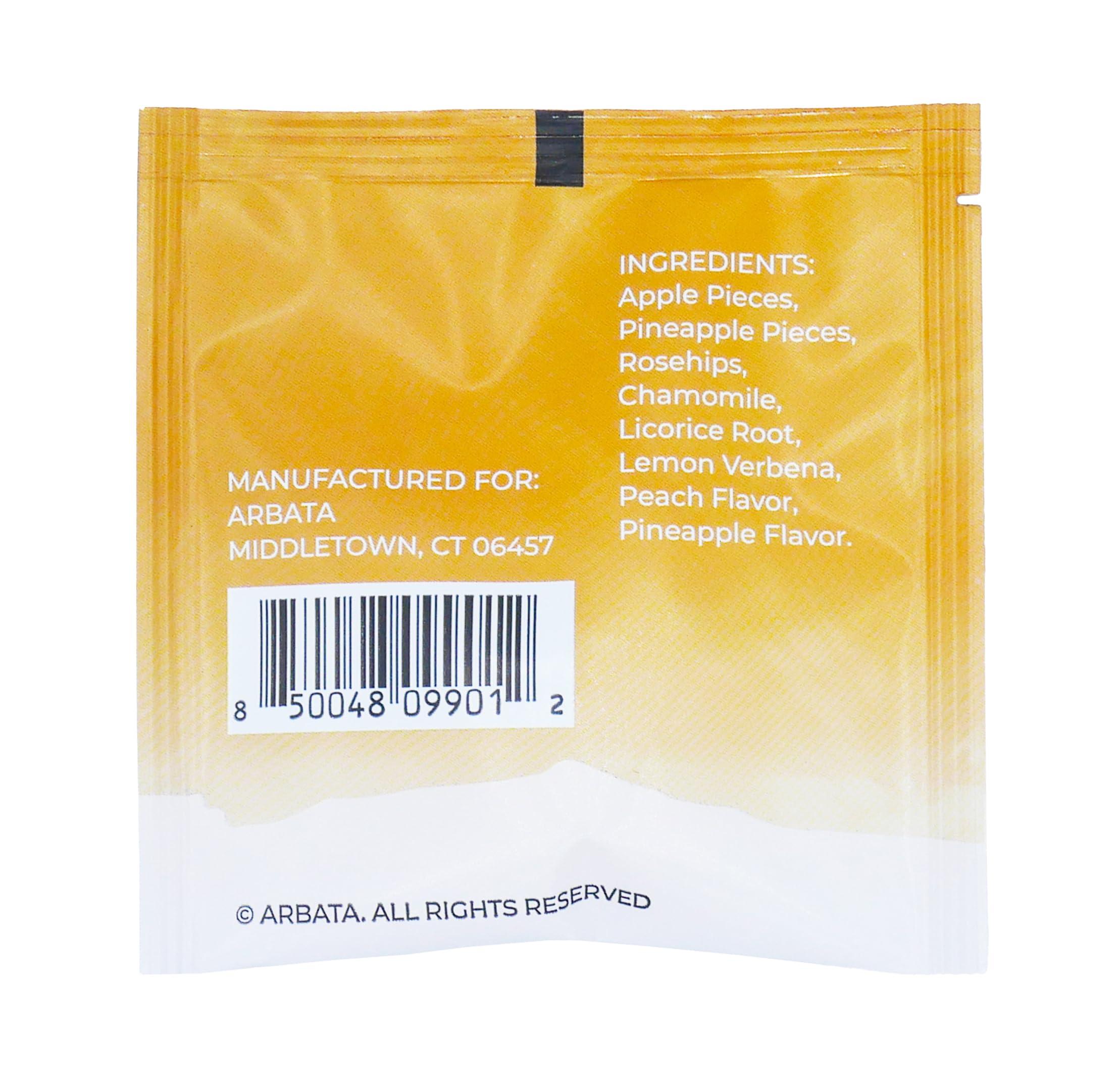 Arbata Arbata Serenity Peach Tea, 12 Pyramid Tea Bags Decaf Herbal Tea, Artisinal Naturally Flavored Caffeine Free Tea with Notes of Citrus, Apple, Pineapple