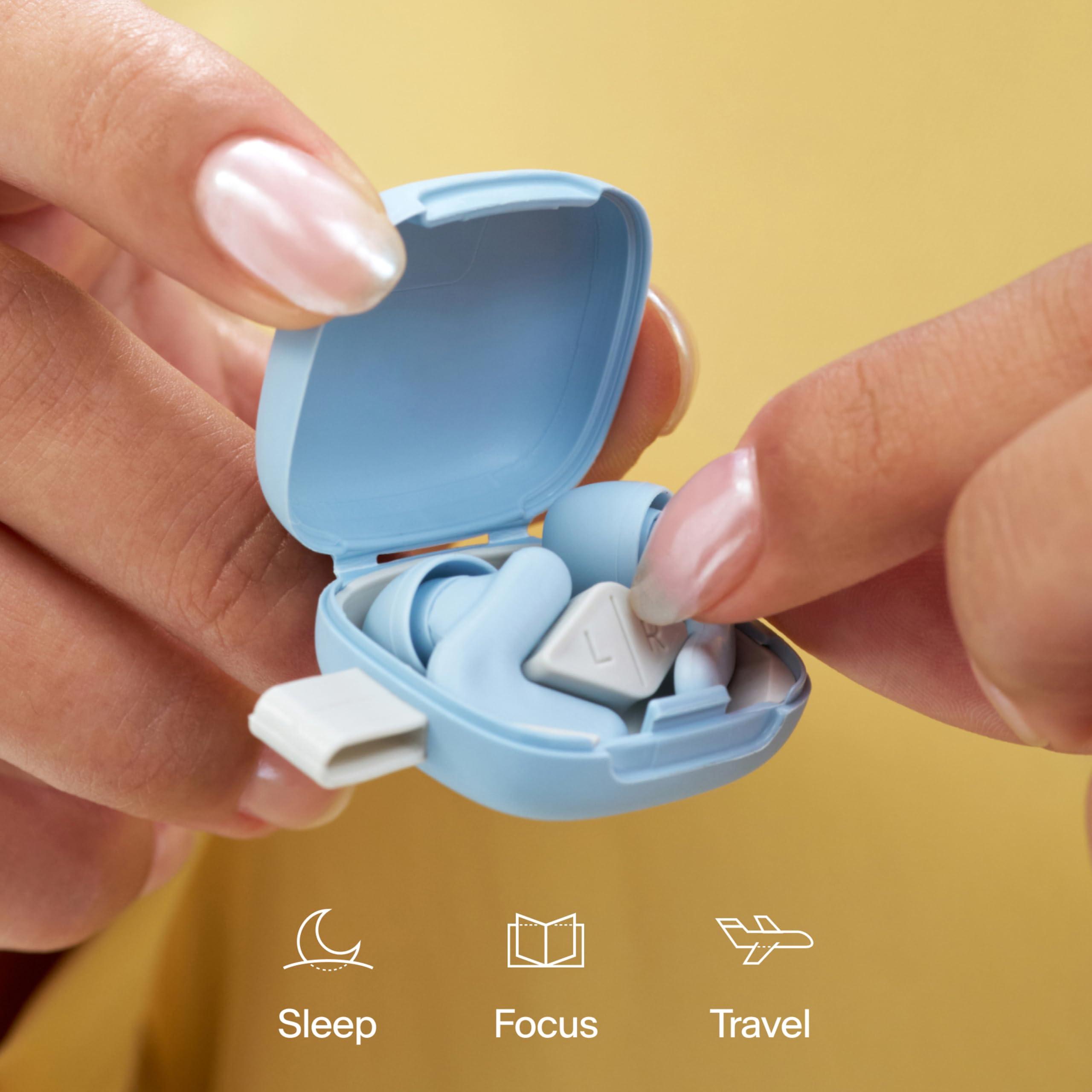 Alpine Alpine Silence Ear Plugs for Sleep, Focus & Travel - V-Shape Snug Fit & Soft Oval Tips 4 Sizes XS/S/M/L - Comfortable, Reusable Hearing Protection - 22dB Blue