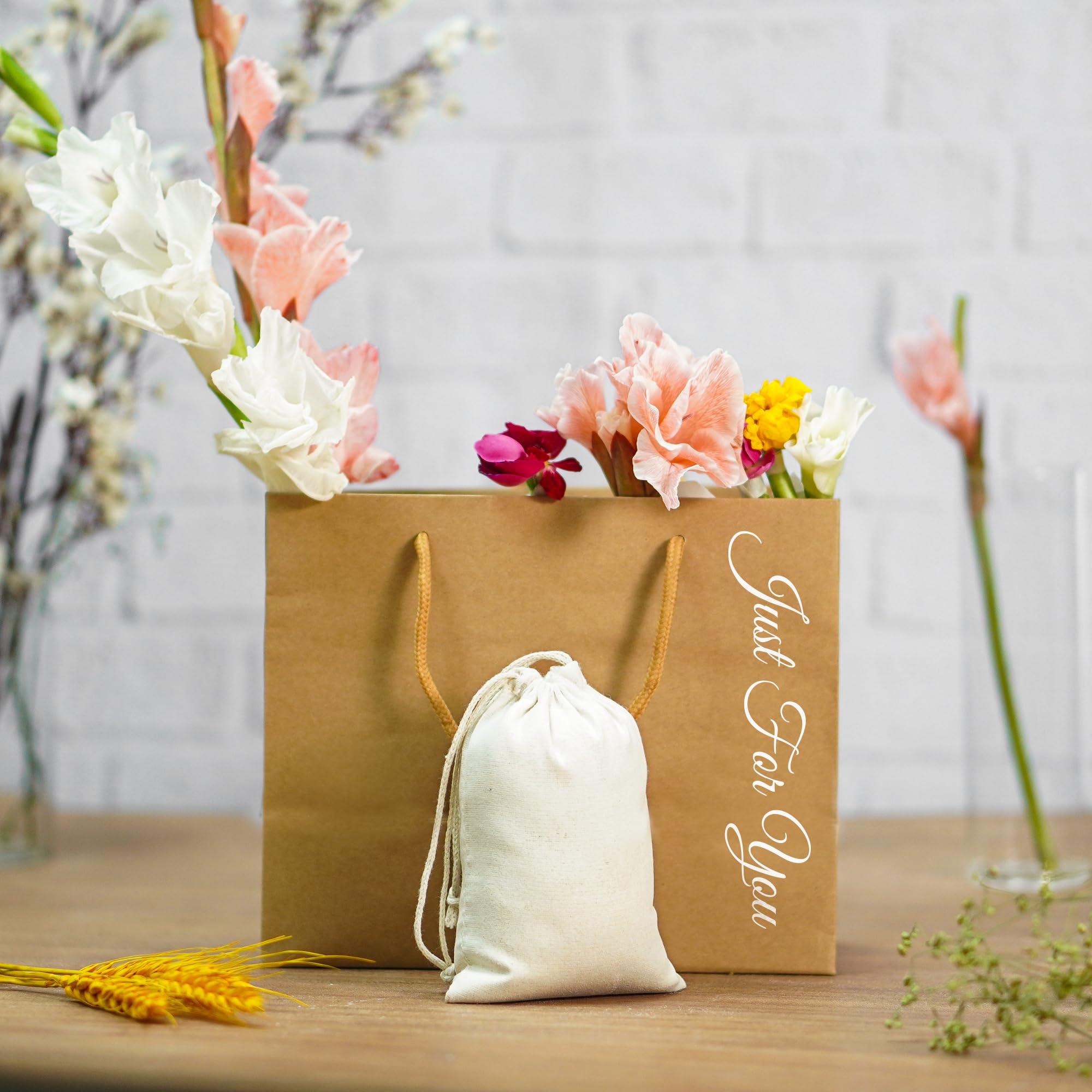 BigLotBags 50 Pcs 4 x 6 Inches Small Muslin Bags with Drawstring Cotton Drawstring Sachet Bags Reusable Empty Gift Pouch for Party Home Supplies Wedding Storage and DIY Craft