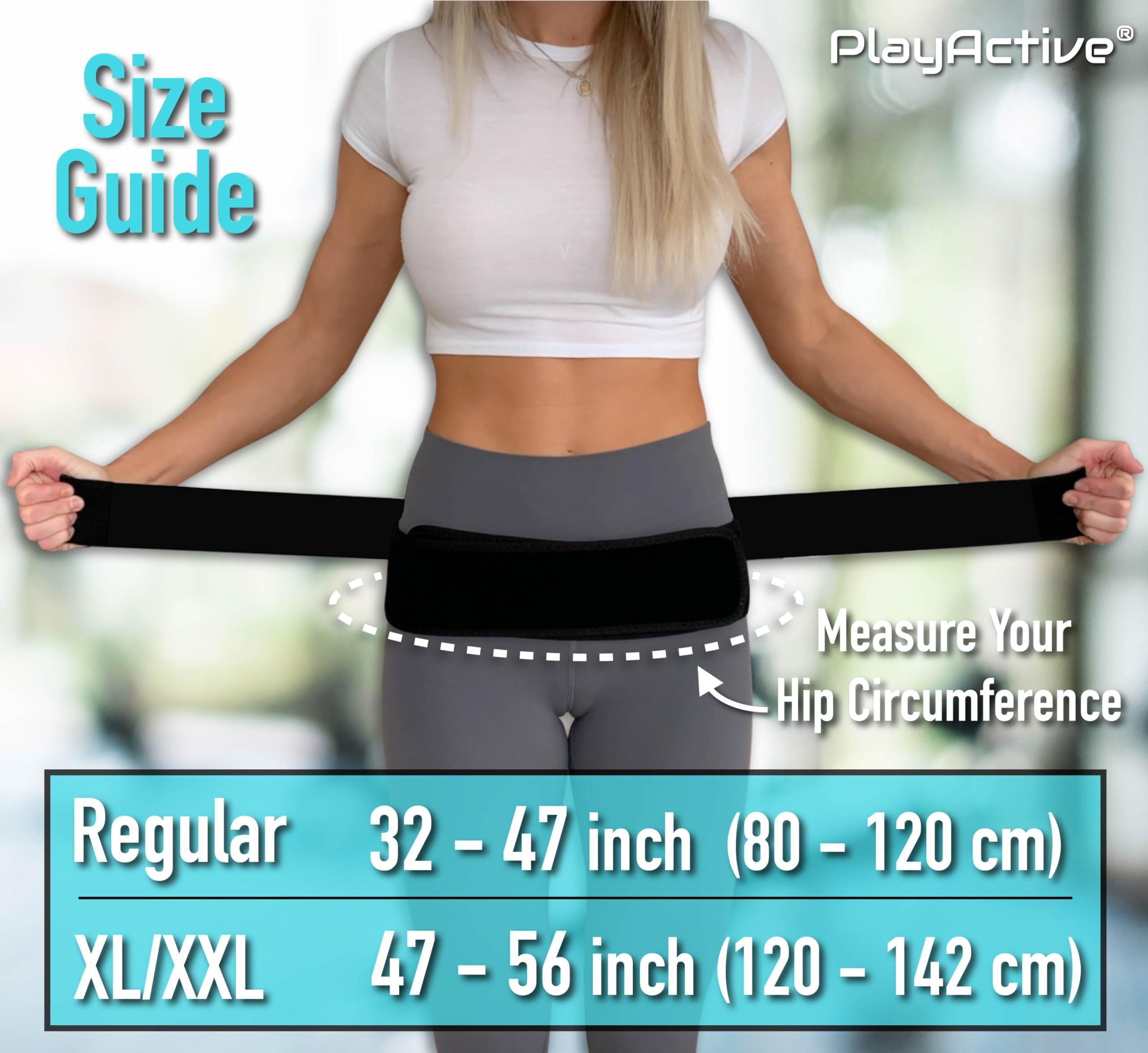 PlayActive PlayActive Sacroiliac SI Joint Hip Belt - Sciatica Belt and Lower Back Support Brace for Women and Men - Hip Braces for Hip Pain - Pelvic Support Belt, Trochanter Belt for Pain Relief (XL-XXL/Black)