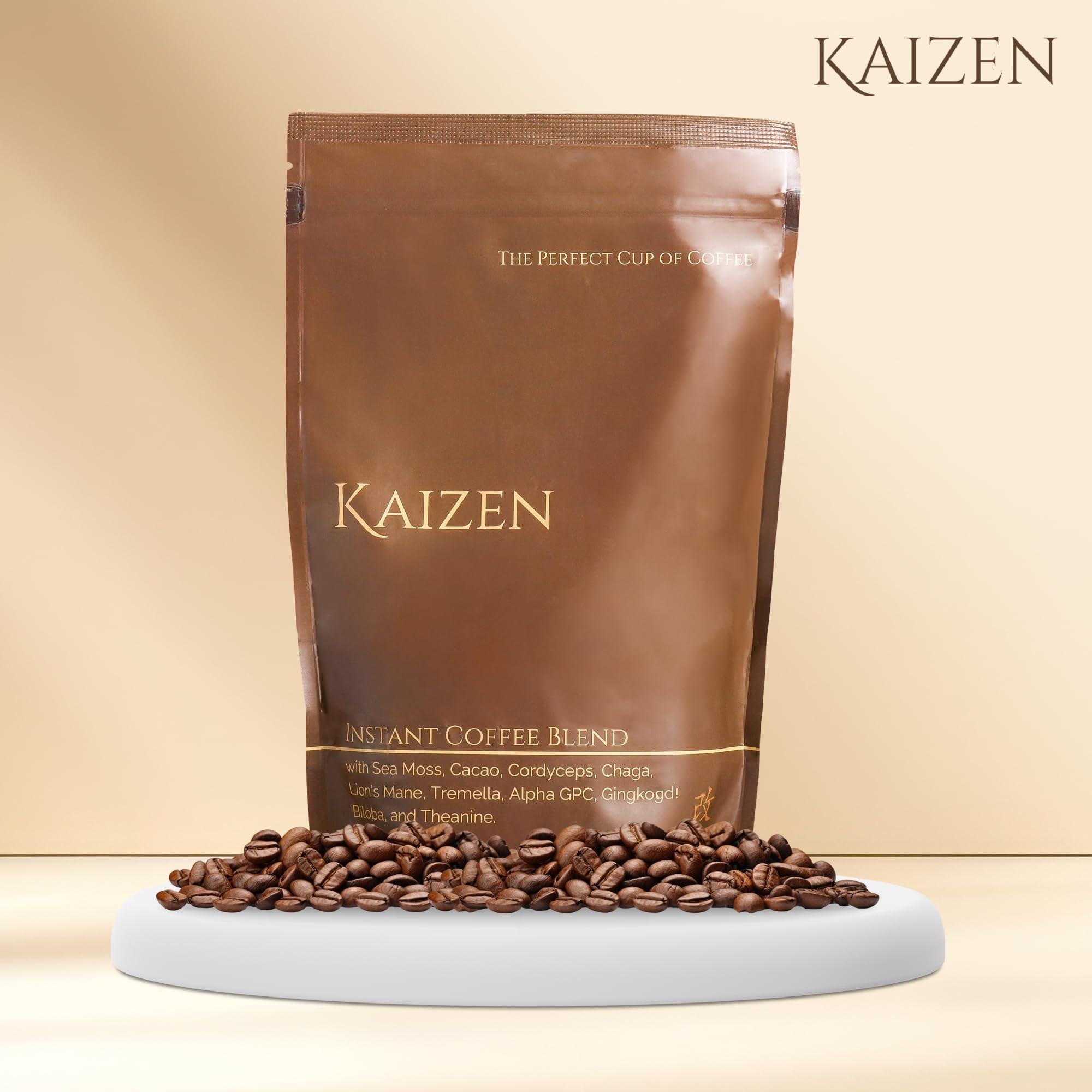 Kaizen Kaizen Coffee - Premium Mushroom Nootropic Blend With Irish Sea Moss, Coffee, Mushrooms, Cacao, Theanine - Performance, Clarity, Energy, Wellness - Clean Caffeine - Adaptogenic Instant Powder - 12.7oz