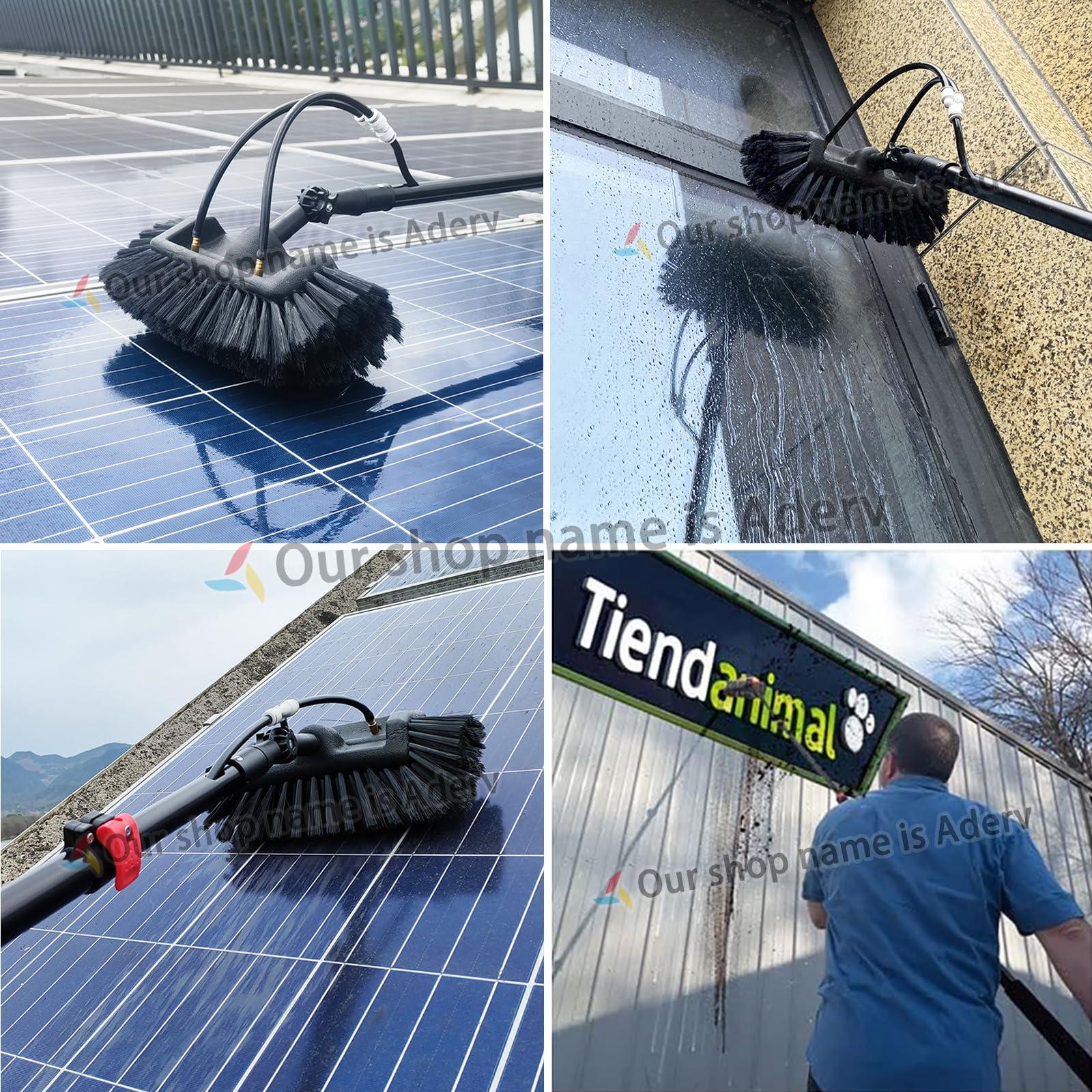 WWTSMYXGS 3.6-10.8M Window Cleaning Pole,Water Fed Telescopic Brush,Window Cleaner Kit with Squeegee,Extendable Solar Panel Washing Equipment Cleaning Conservatory Roof Extendable Cleaner (5.4M)