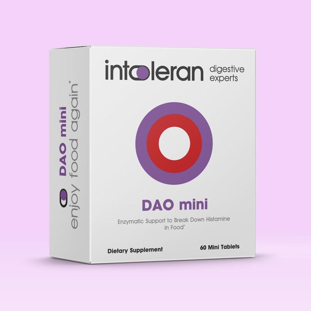 Intoleran Intoleran DAO Mini Digestive Enzymes - 60 Tablets | Supplement for Histamine Intolerance & DAO Deficiency | Healthy Histamine Levels | 30,000 HDU Pure Diamine Oxidase (DAO) Enzyme | Coated