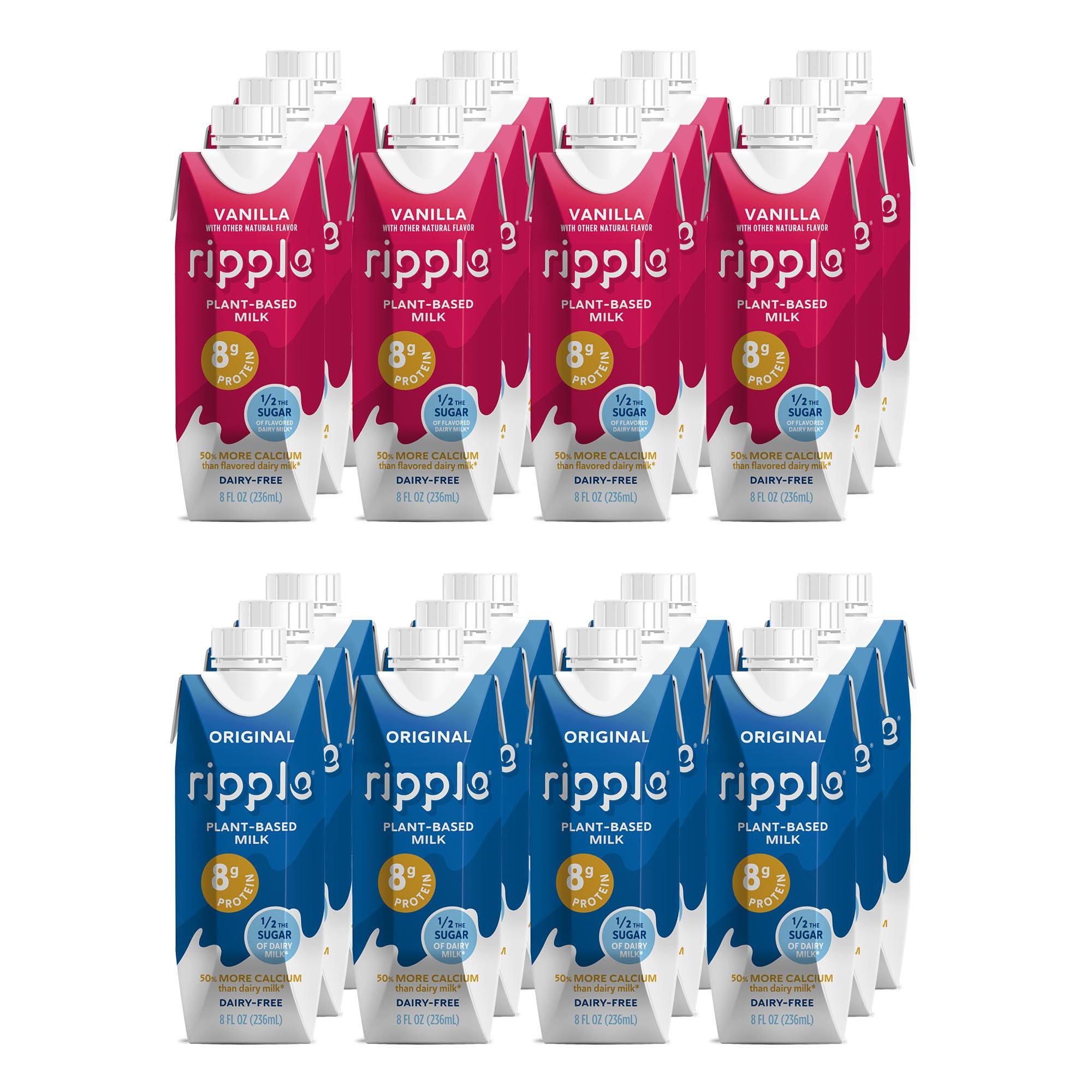 Ripple Ripple Vegan 8 oz Dairy-Free Milk, Vanilla (12 Pack) & Ripple Vegan 8 oz Dairy-Free Milk, Original (12 Pack) | 24 Pack
