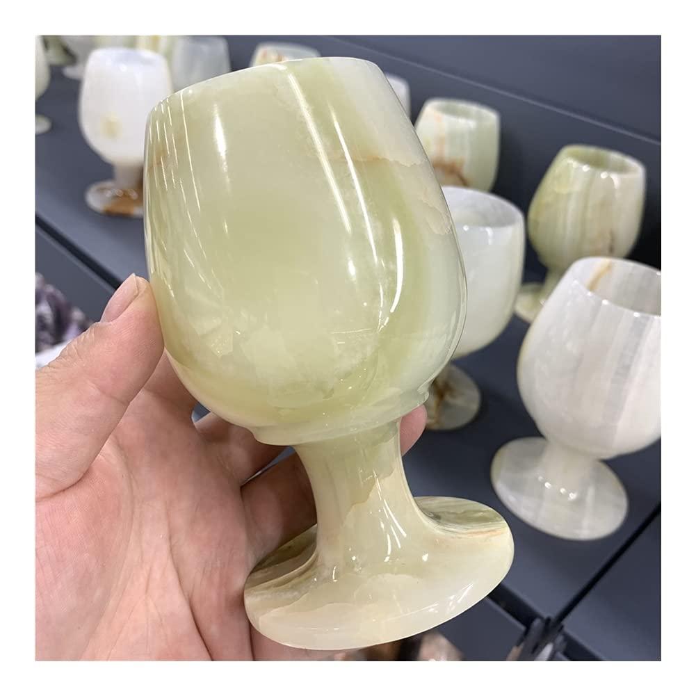 SAIYI SAIYI Decorative Ornaments 5 Inches Afghanistan Jade Goblet Healing Crystal Quartz Cup Reiki Energy Ore for Home Decor (Color : Partial White)