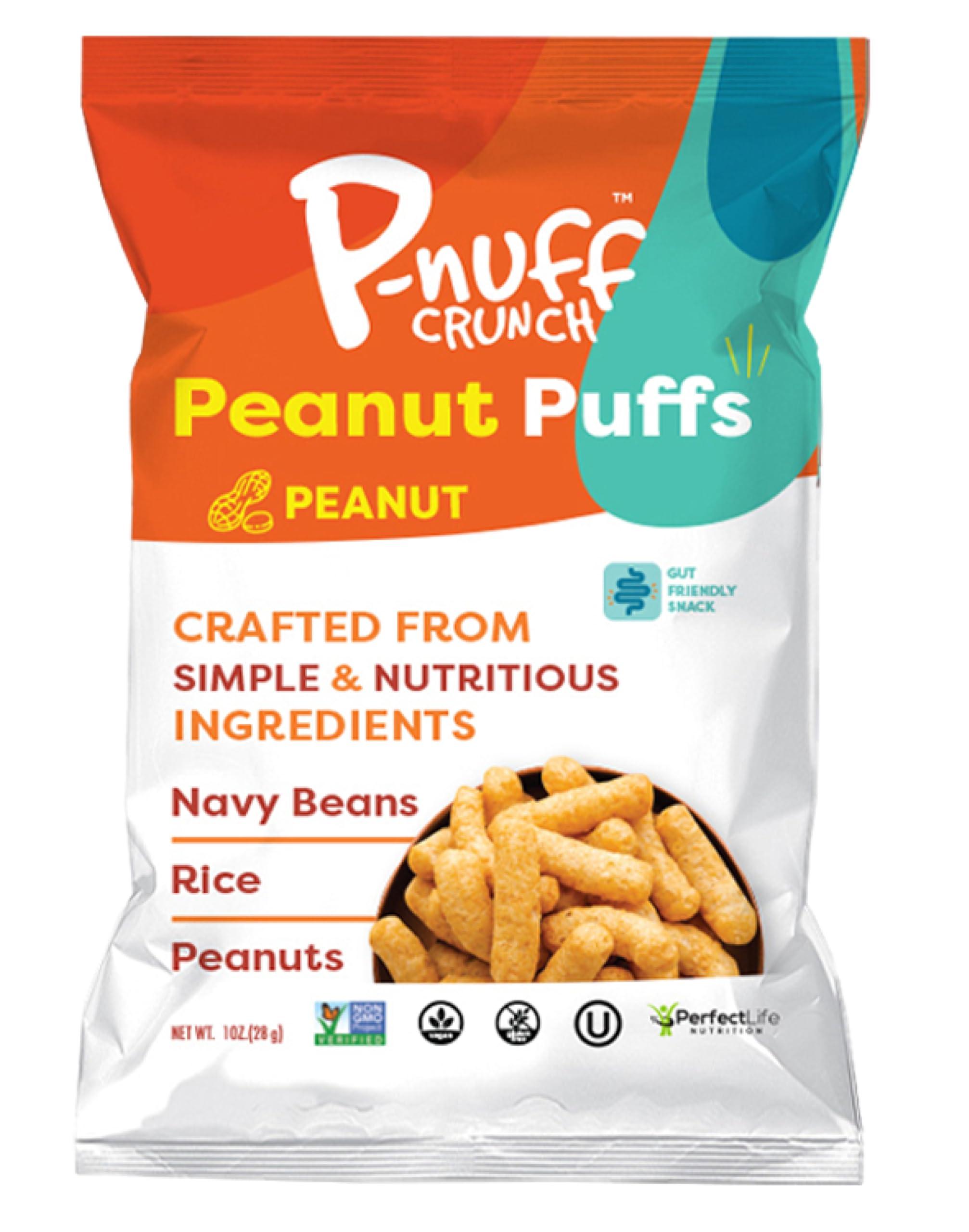 P-Nuff Pnuff Crunch Peanut Butter Puffs - Healthy Snacks, Low Calorie Snacks, Gluten Free Snacks, Vegan, High Protein, Keto, Office Snacks, Low Sugar, as Seen on Shark Tank - Original, 1 Oz Bag (Pack of 12)