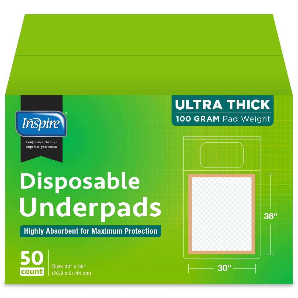 Inspire Inspire Super and Ultra Absorbent Disposable Bed Pads (30\" X 36\" Pack of 50)