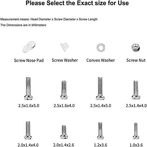 Generic Glasses Screws Repair Kit,Eyeglass Sunglasses Screws Set Screw Nuts Nose Pads Complete Glasses Screws with Screwdriver Tweezer(TriangleBindingScrew)