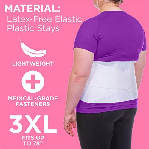 BraceAbility BraceAbility Plus Size Women's Back Brace for Female Lower Back Pain - XXXL Ladies Soft White Elastic Lumbar Compression Obesity Support Belt Girdle is Discreet Under Clothes (3XL)