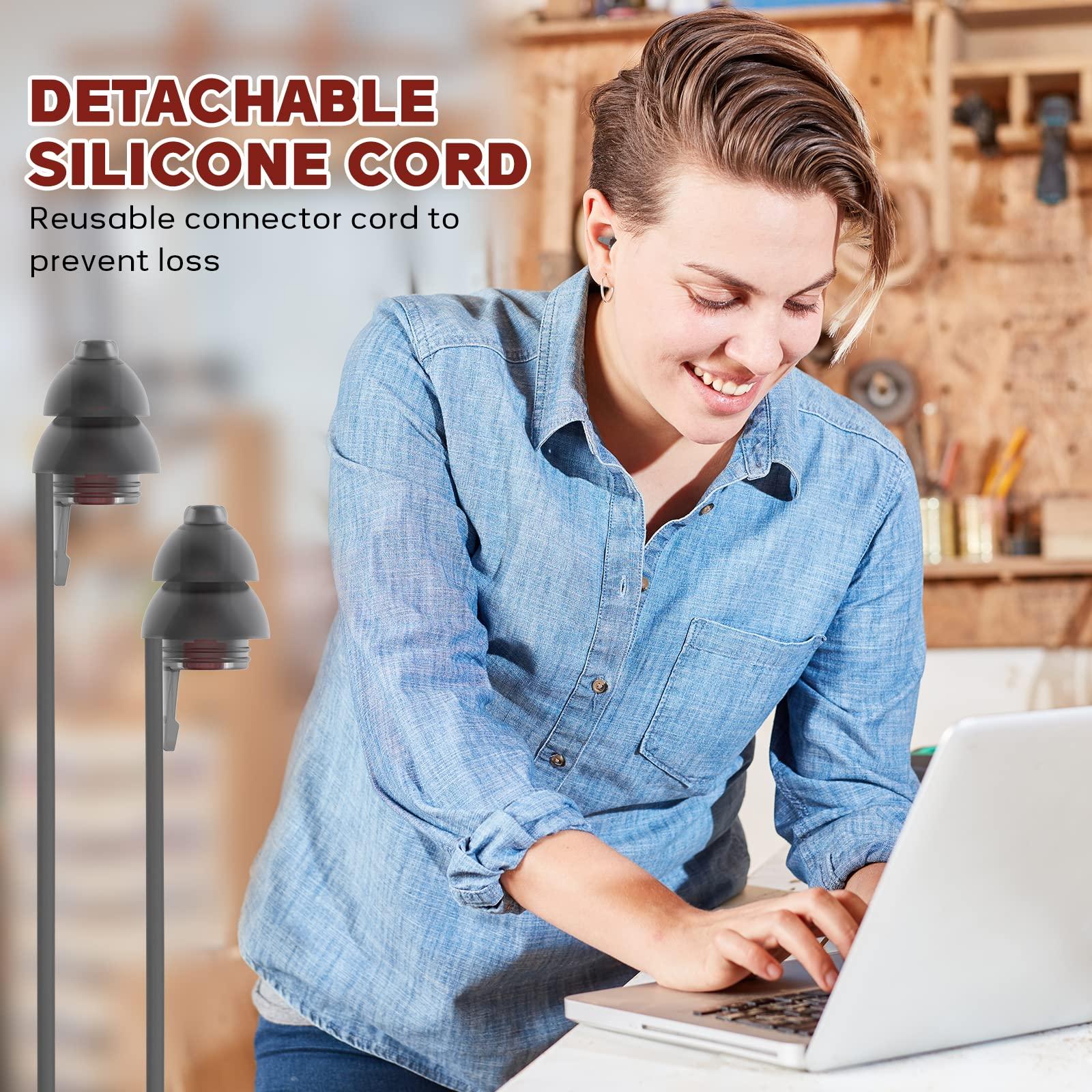 softvox Softvox Corded Ear Plugs for Work 2 Pairs, 100x Reusable Ultra-Comfy Earplugs with Detachable String, Hearing Protection for Shooting Range Construction Mowing Focus Safety, 25 dB Noise Reduction