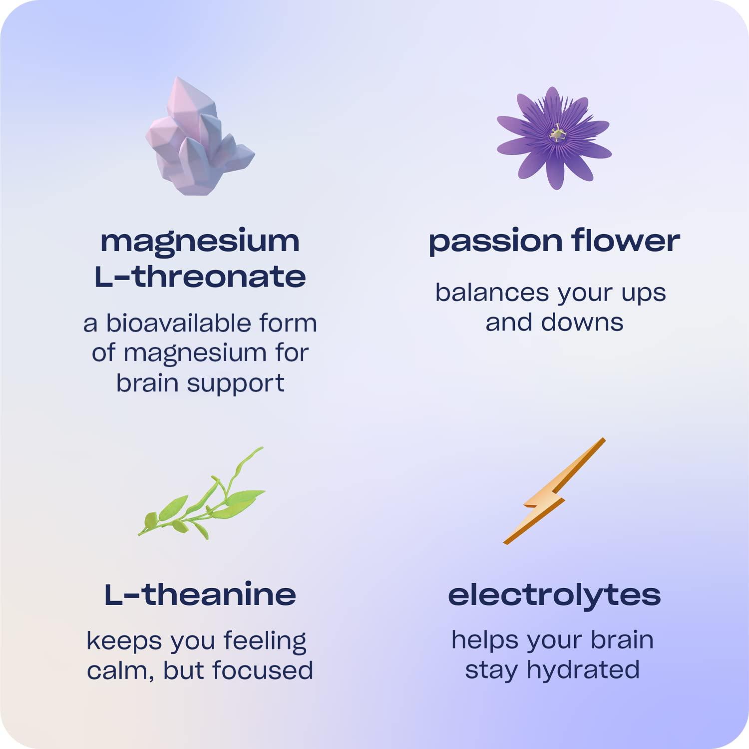 Drink Recess Inc. Recess Mood Powder, Calming Magnesium L-Threonate Blend with Passion Flower, L-Theanine, Electrolytes, Magnesium Calm Support Powder Supplement…