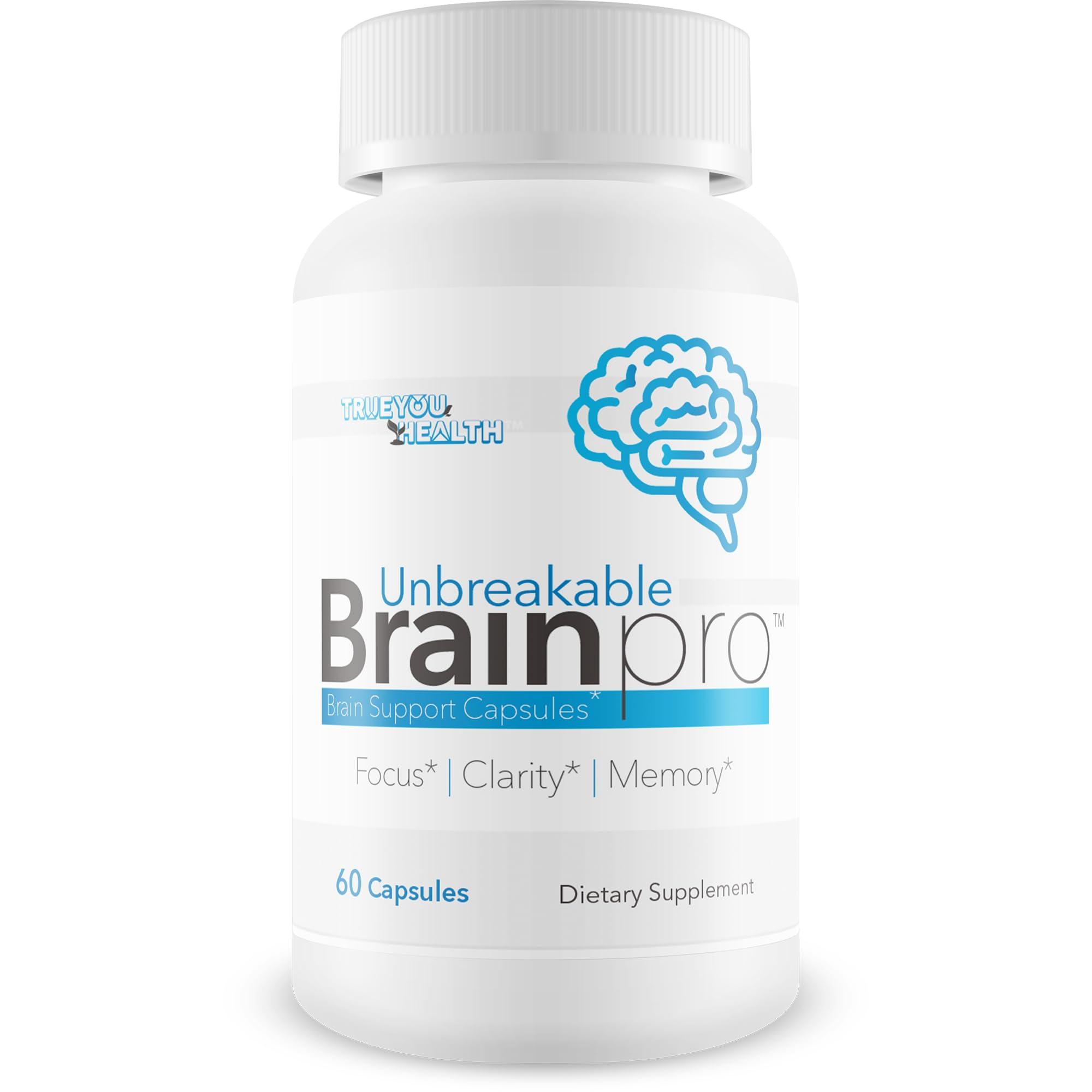 True You Health Unbreakable Brain Pro - Our Best Brain Support Supplement - Premium Brain Memory Support - Natural Brain Health Support - Brain Support for Women & Men - Brain Support Supplements for Memory and Focus