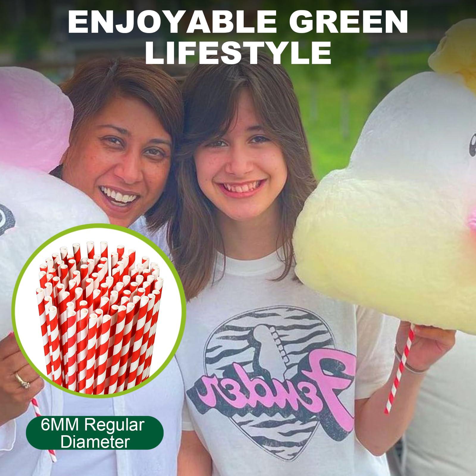 chunspak 18 Inch Extra Long Paper Drinking Straws - For Large Drinks, Cotton Candy Sticks, DIY Crafts - Red, 100 Counts- 100% Biodegradable