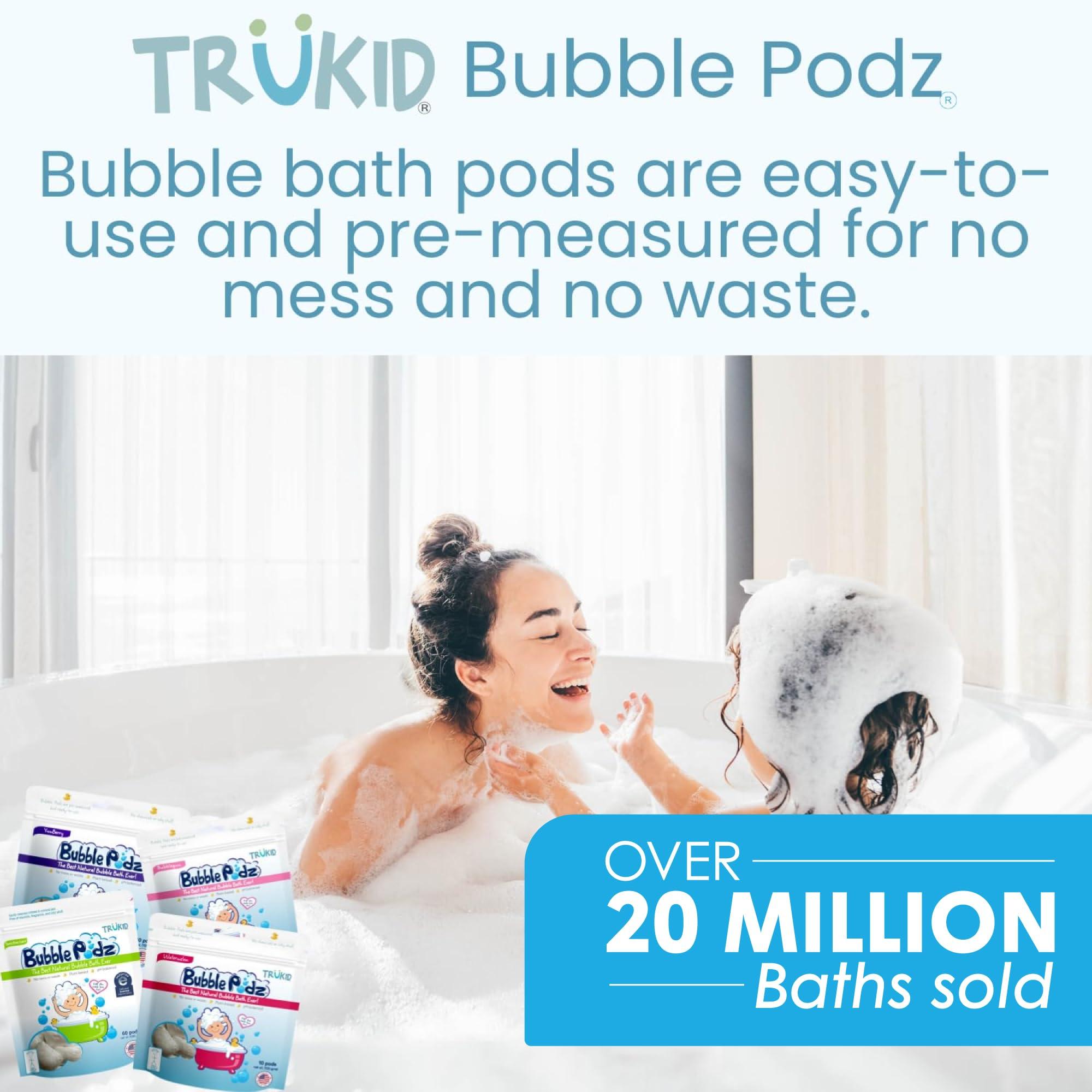 TruKid TruKid Bubble Podz Bubble Bath for Baby & Kids, NEA-Accepted for Eczema, Gentle Refreshing Colloidal Oatmeal Bath Bomb for Sensitive Skin, pH Balance 7 for Eye Sensitivity, Unscented (10 Podz)