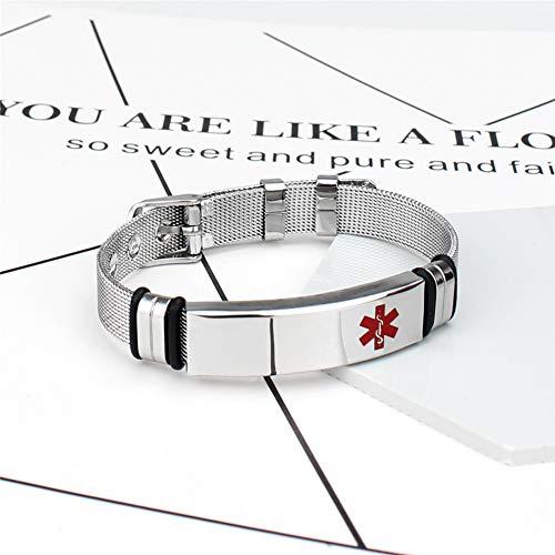 ZKXXJ ZKXXJ Medical Alert ID Bracelets Pacemaker for Men Women Stainless Steel Medical Sign Identification Bracelet Health Alert Bracelet Allergy Awareness Bracelets,Adjustable
